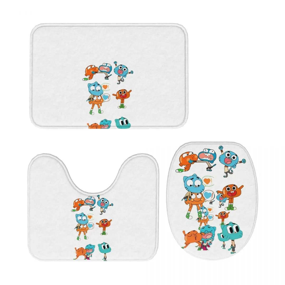 

Gumball 3-х предметный коврик для ванной комнаты, набор для ванной комнаты, крышка для унитаза, домашний декор, нескользящий ковер, напольный коврик