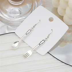 2022 Vintage Silver-plate Creative Cutlery Fork Spoon Pendant Earrings For Women Fashion Boho Female Simple Long Jewelry Gift