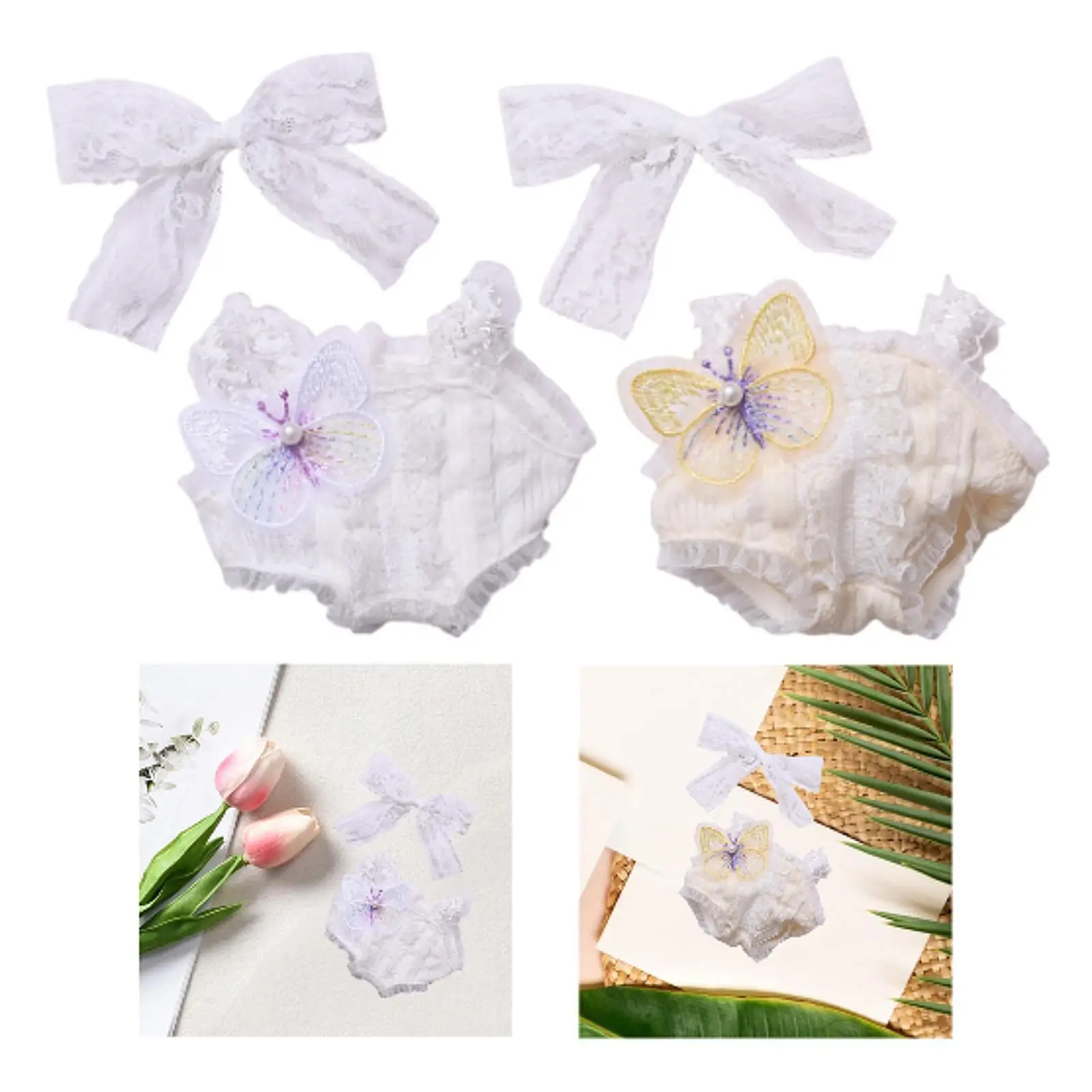 

2x 17cm Doll Clothes Bow Headdress Decor Accessories Costumes Pendant Doll Rompers Set for Age 5-7 8-10 Little Girls Kids Gifts