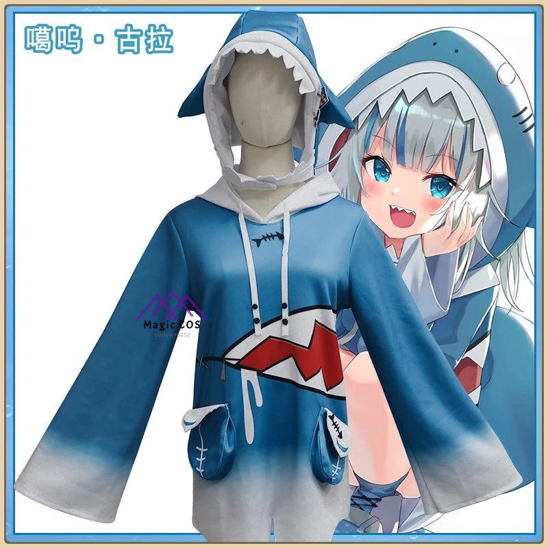 

Vtuber Gawr Gura Cosplay Costume Shark Jacket & Skirt + Wig + Tail Accessory Women's & Kids' Anime Clothes for Comic Con Party