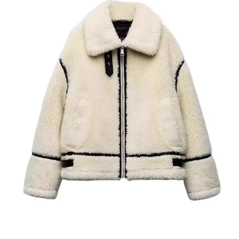 

Autumn Winter Fashion Trendy Coats Woman's Clothing 2025 Temperament Elegant Imitation Lamb Wool Coats Women's Jackets