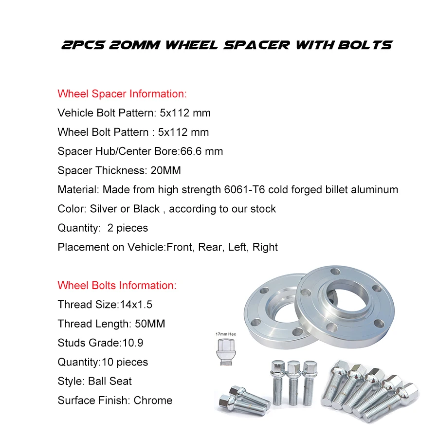 15/20MM 5x112-66.6 Wheel Hub Adapter+10pcs bolts Wheel Spacer For Mercedes Benz E-class C-class CLA CLK GLK