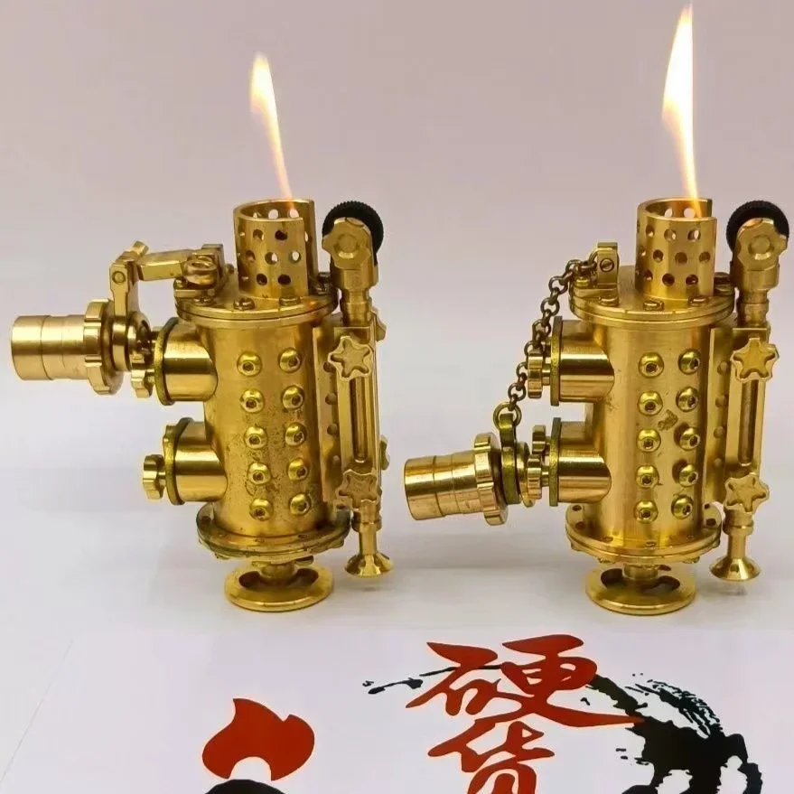 High-end steampunk brass kerosene lighter. Vintage machinery heavy armored copper DIY collection 186G