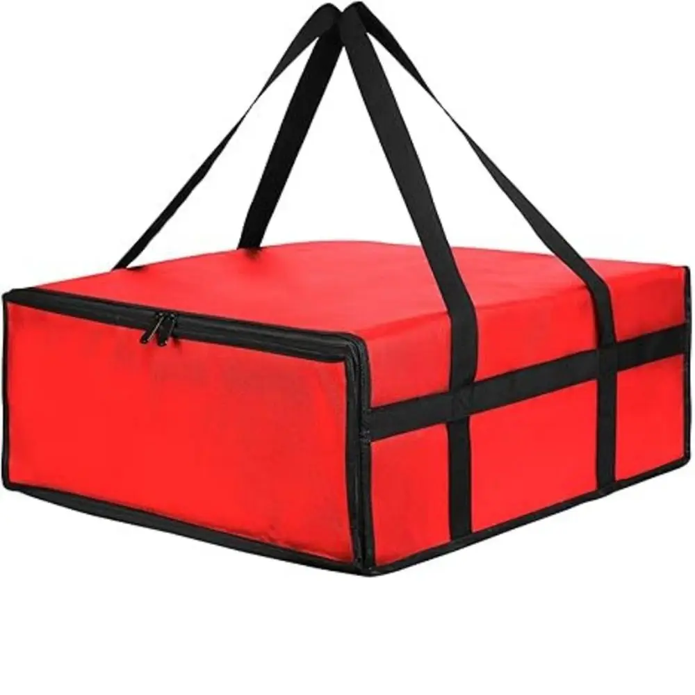 Dual Zippers Pizza Carrier Bag Waterproof Fully Insulated Food Delivery Bag Fresh Keeping Reusable Portable Insulated Bag