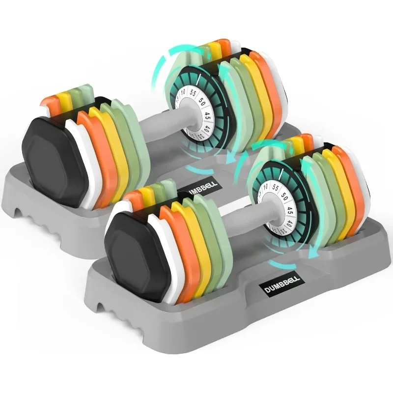 SKOK 25/55 lbs Pair Adjustable Dumbbells Set, Adjustable Weights Dumbbells Set for Men and Women with Anti-Slip Fast