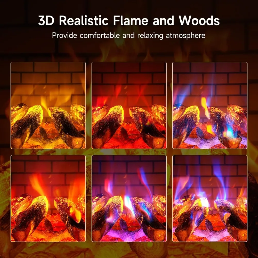 Отдельностоящий электрический каминный обогреватель 24 дюйма с 6 переменными реалистичными цветами пламени, каминная печь 1000 Вт/1500 Вт с перегревом Pr