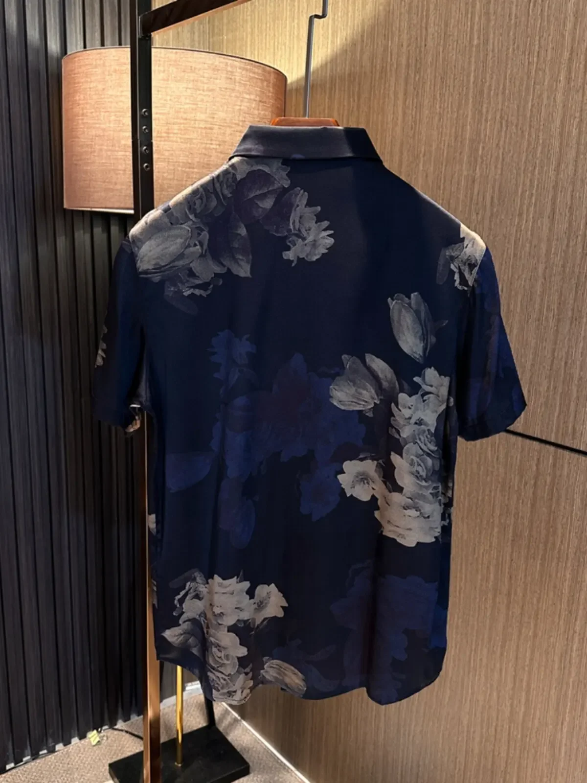Mulberry silk! Summer men's high-end digital printing casual high-quality flower shirt silk short-sleeved shirt