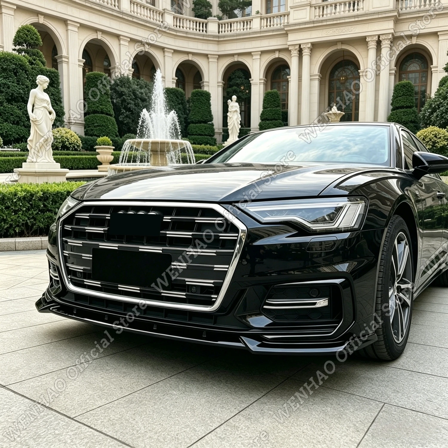 

Комплект из 3 глянцевых черных сплиттеров переднего бампера для Audi A6 C8 S-line S6 2.0 3.0 Sedan Avant (не для RS6) 2018-2025, тюнинг-комплект для кузова