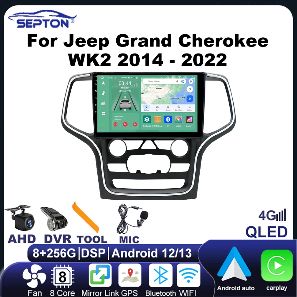 

SEPTON 2 Din Android Car Radio for JEEP Grand Cherokee WK2 2014-2022 Stereo GPS Multimedia-player Navigation 8core 4G Carplay