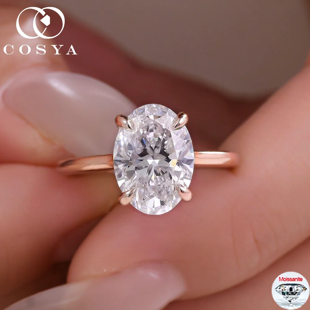 

COSYA 1/2/3/4CT Oval Cut D Color Moissanite Ring/Necklace For Women S925 Silver 18K Gold D VVS1 Lab Diamond Wedding Jewelry Gift