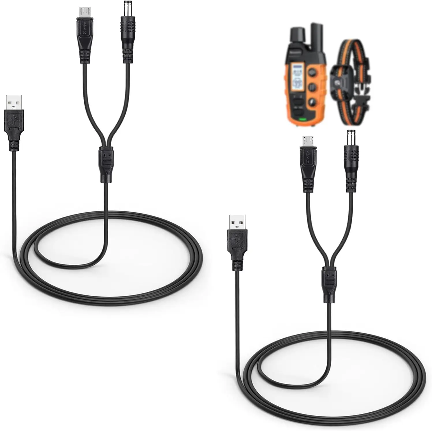 2-pack oplaadkabel voor Bousnic Dog Shock Collar RS2A en RS2B, 2-in-1 trainingshalsband USB-oplaadkabel