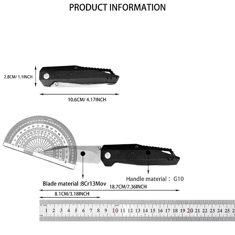 2025 أعلى جودة التكتيكية سكين للفرد 8Cr13Mov بليد G10 مقبض في الهواء الطلق بقاء السكاكين التخييم الصيد السكاكين سكين جيب #6