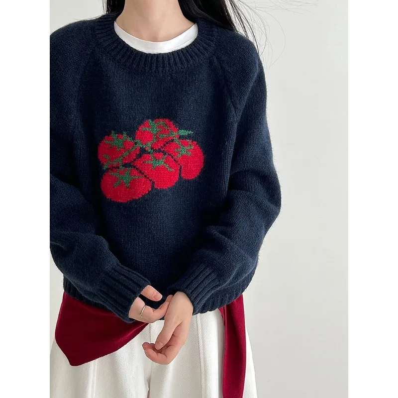 

Tomato Crew-neck Knitted Sweater - Your New Autumn Soft and Youthful Style Knitted Top