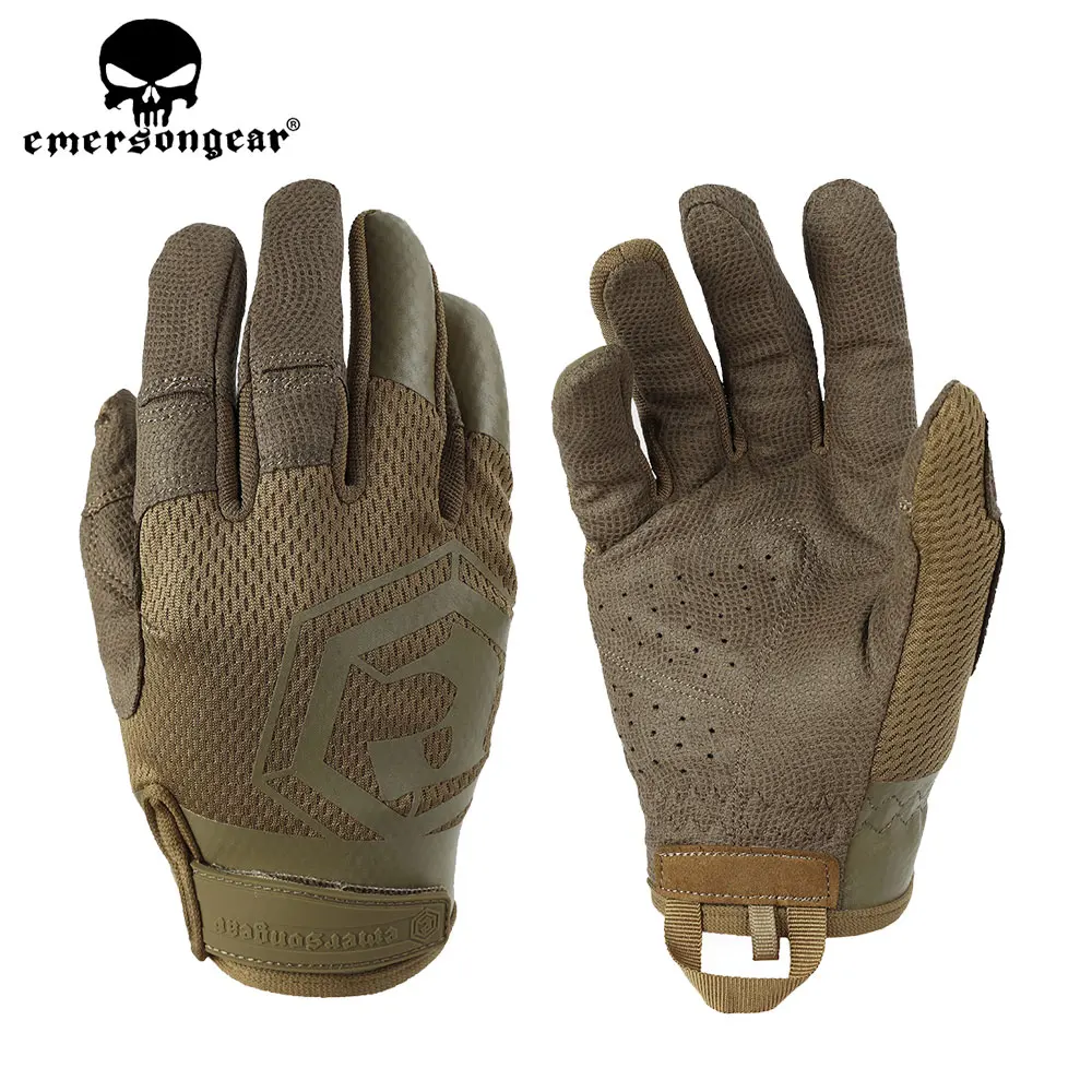 Emersongear Light Tactical Full Finger Men Gloves Touch Screen  Airsoft Outdoor Climbing Riding Combat Breathable Gloves