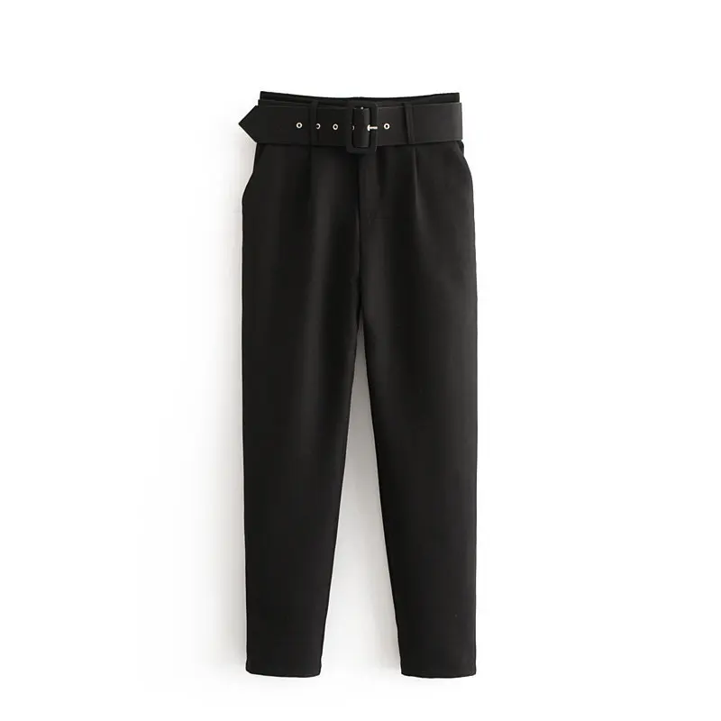 Women's Fashion Trousers With Side Pockets Office Pants Retro High Waist Zipper Fly Women's Ankle Pants Women's