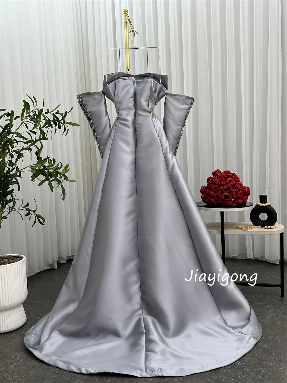 Customized Sparkle Charmeuse Sequined A-line Strapless Long Dresses Bespoke Occasion Evening Elegant Exquisite