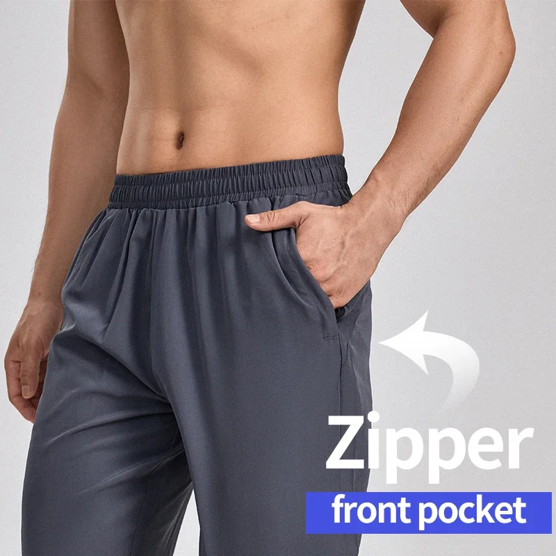 Pantaloni da corsa che possono contenere un telefono cellulare, tasca posteriore in vita da uomo, pantaloni sportivi da corsa a lunga distanza e da corsa mattutina