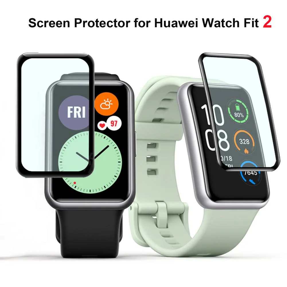 Protector de pantalla de cristal suave para reloj inteligente Huawei, cubierta protectora templada, accesorios fit2, 9D HD, película completa (no de vidrio)