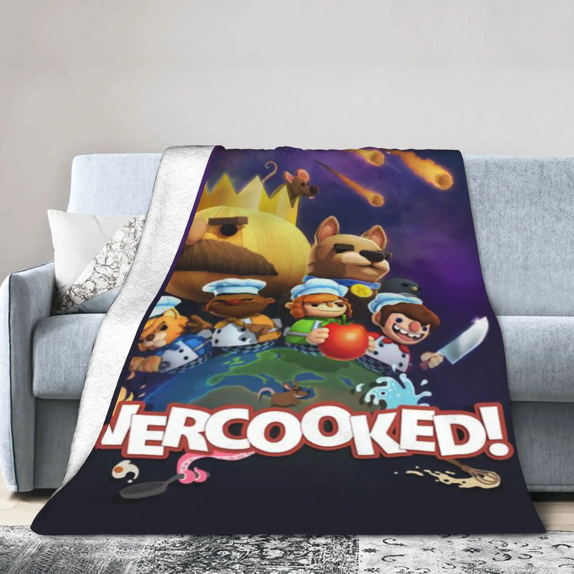 Overcooked cooking game Blanket Super Soft Coral Fleece Plush Healing Present  Throw Blankets Bedding Throws