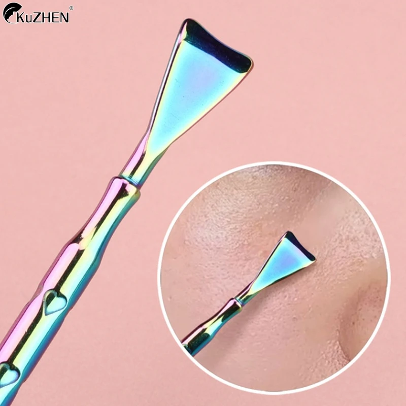 Skin Care Tool Pore Prep Tool Stainless Steel Double- End Skin Spatula Pimple Remover Skin Scrubber Deep Cleansing Tool