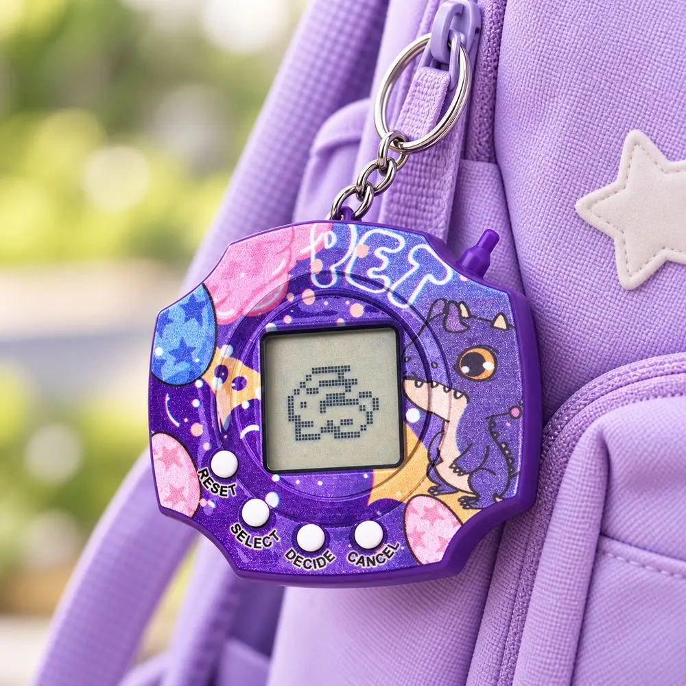 Min Electronic Pet Game Console Nostalgic Design Decompression Feature Pixel Retro Game Toy Pixel Display Backpack Pendant