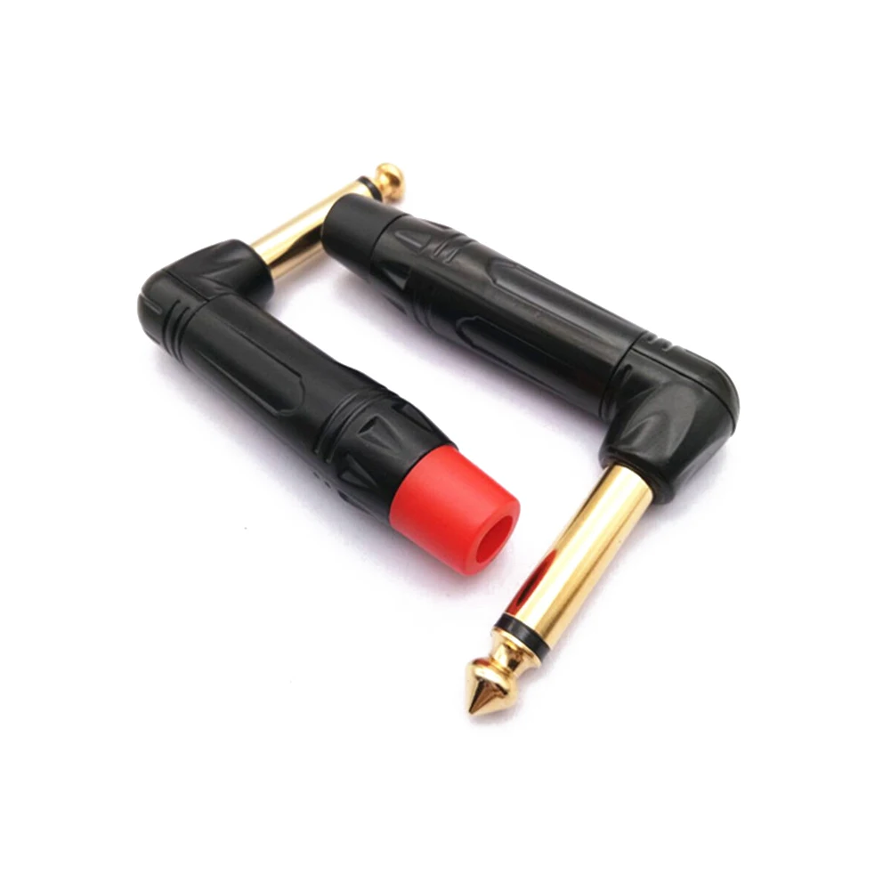 

​2PCS Right Angle Jack 6.35/3.5MM Mono/Stereo Male Connector Brass Gold Plated 90 Degrees Microphone Guitar Amp Connector Plug