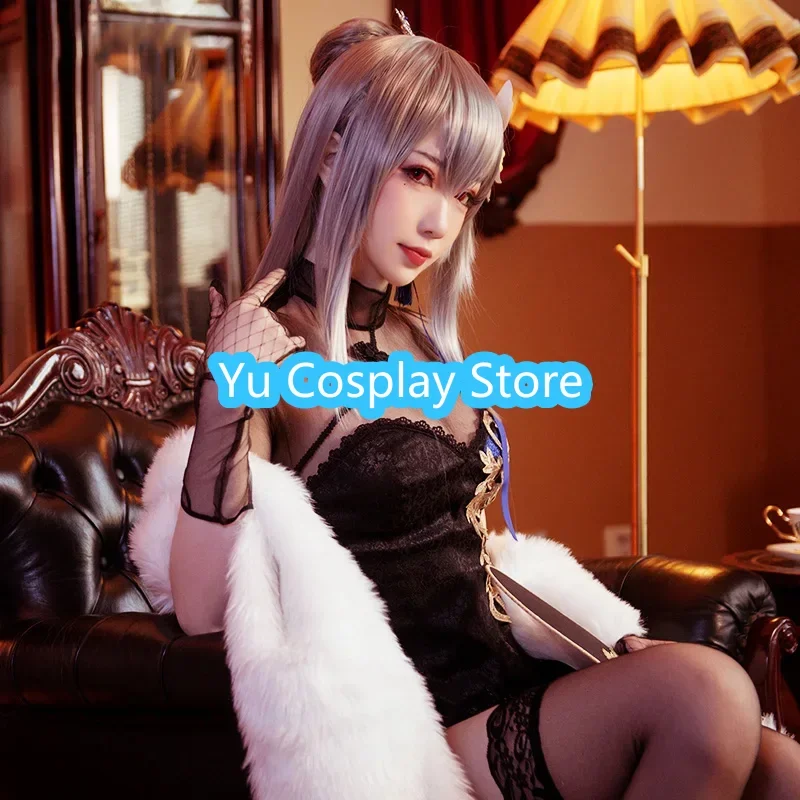 Game Azur Lane Heavy Cruiser Cheongsam Cosplay Costume Women Sexy Dress Chinese Deluxe Suit With Fan Halloween Party Uniforms