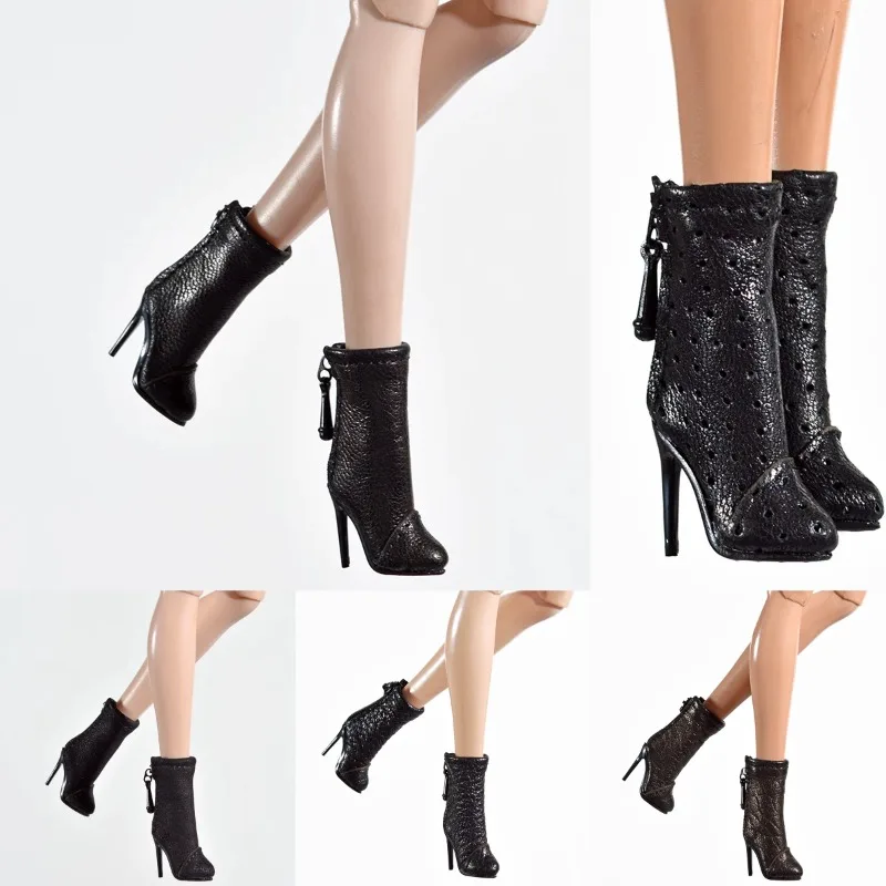 1/6 PU Leather Ankle Boots with Zipper Toy Figures Shoes Model Fit 12'' FR2 FR6.0 Fashion Royalty MUSES OwenSu Body Display