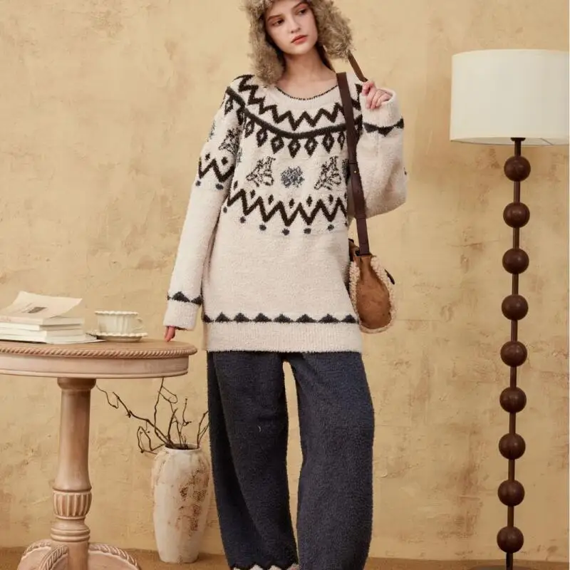pull-a-col-rond-pour-femmes-vetements-de-maison-pour-etudiants-automne-et-hiver-ensemble-pyjama-de-style-paresseux-retro-japonais-vetements-amples-decontractes