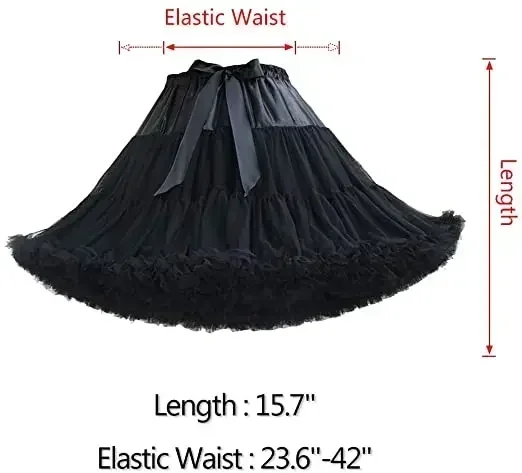 Women's Petticoat Puffy Chiffon Pettiskirts Underskirt Elastic Waist Ballet Tutu Tulle Skirt