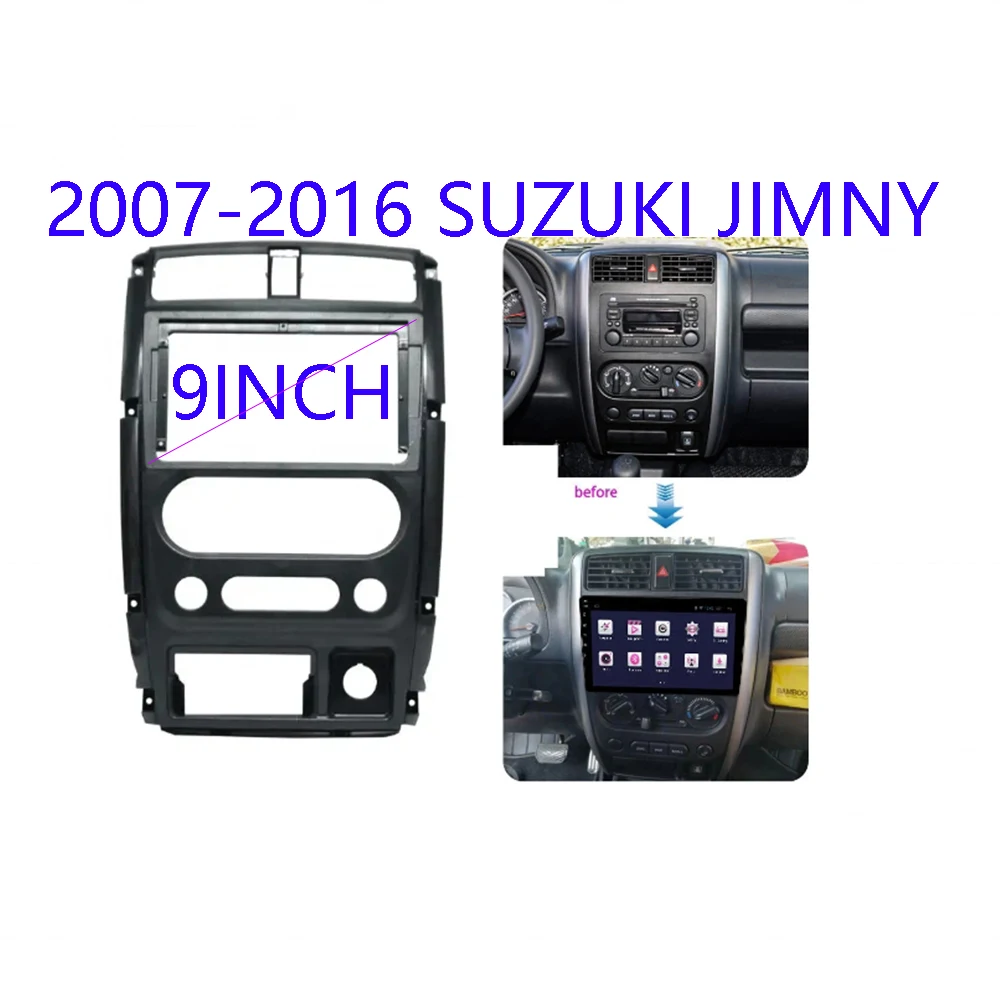 9INCH Car Radio Frame For Suzuki Jimny 2007–2016 Android MP5 Player Fascia Stereo Dash 2 Din Head Unit Panel Trim 4