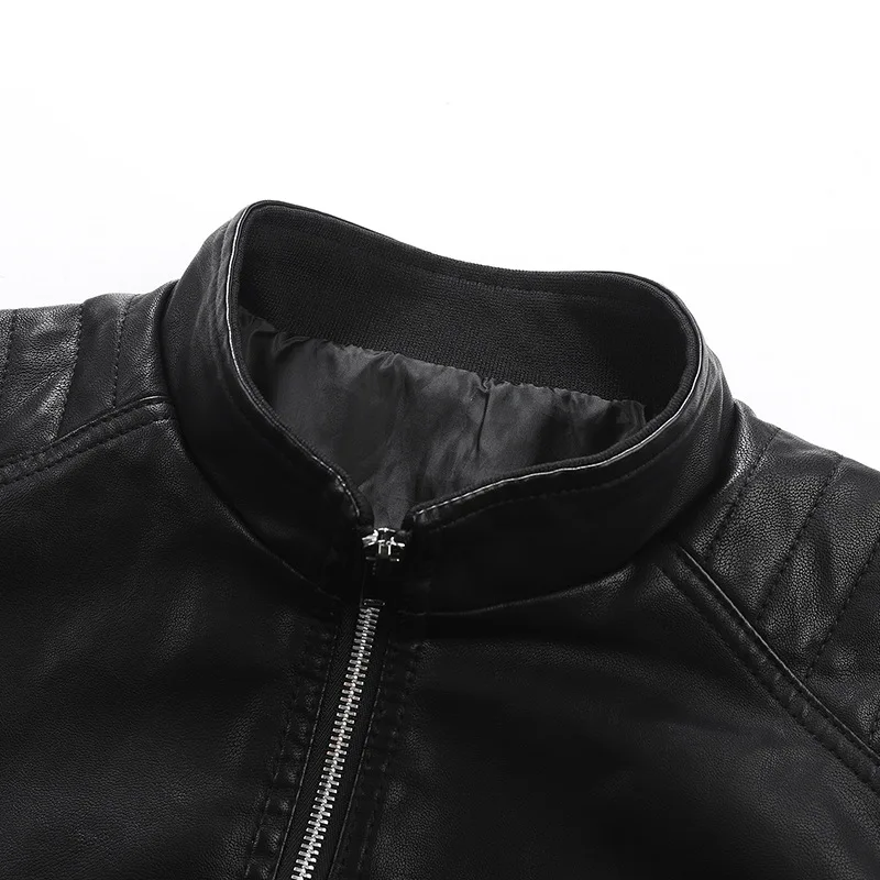 Pu Coat Men Coats Faux Leather Jackets Stand Collar Zipper Y2k Streetwear Jacket Zipper Splice Outerwear Motorcycle 2026 Spring view 5