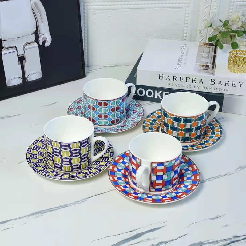 Ceramic Tableware Set Bone Porcelain Saucer & Mug Home Use Gift Box Packing Creative Milk Mug Coffee Cup Set Birthday Present