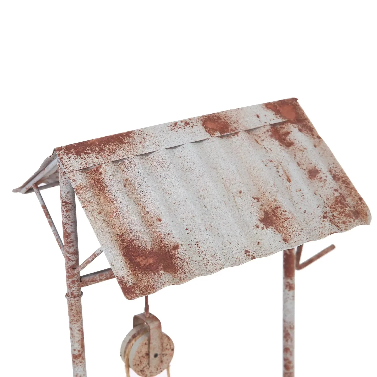 Rustic Metal Wishing Well Planter, Vintage Garden Flower Pot, Outdoor Hanging Bucket Decor, Distressed Iron, Patio Yard Ornament