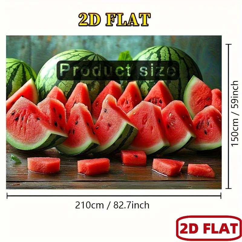 2D Flat, Watermelon Slices Fruit Tapestry for Kitchen or Dining Area Wall Decoration Fresh Summer Vibes