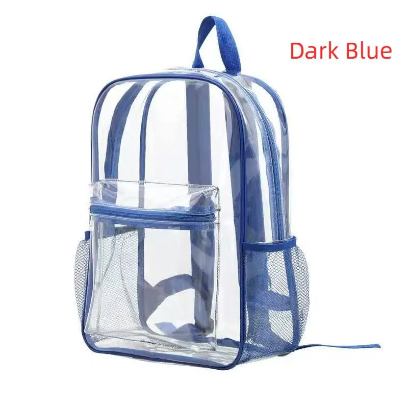 1Pcs PVC Transparent Backpacks For Baseball Stadium Lightweight Clear Backpack Adjustable Straps Durable Dual Zippers Waterproof
