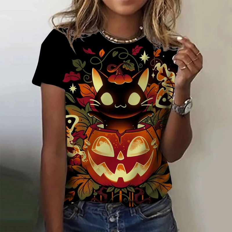 T-shirt stampata in 3D di Halloween di alta qualità t-shirt allentata da uomo a manica corta da donna Casual da donna