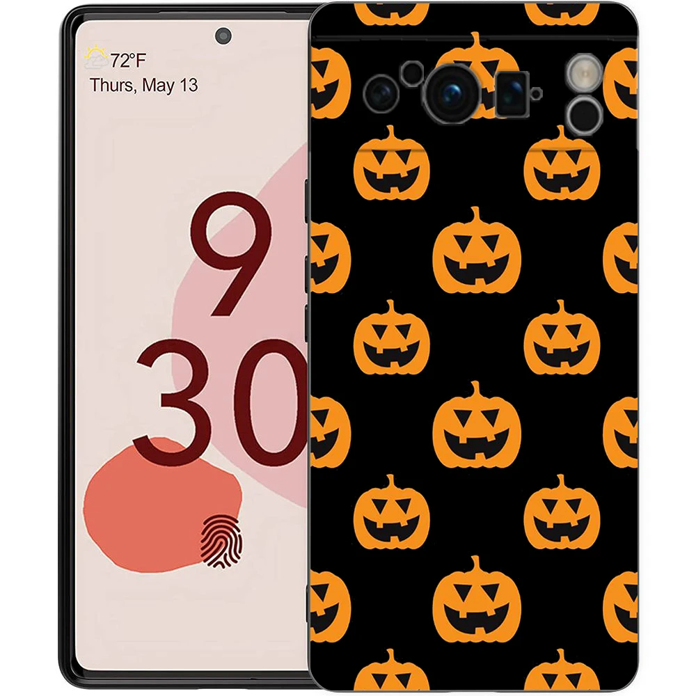 Autumn leaves fall fox pumpkin Halloween Phone Case For Google Pixel 8 A 7 6 Pro 6A 5G Black Soft Back Cover Silicone TPU Shell