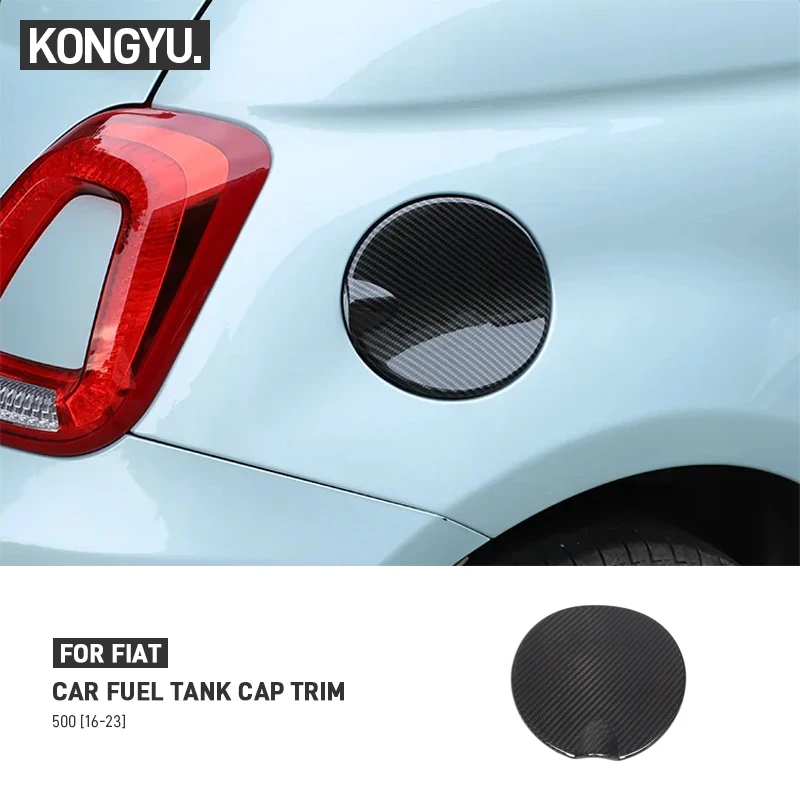 

For Fiat 500 2016-2023 Real Carbon Fiber Car Fuel Tank Cap Panel Trim Cover Decorative Sticker Exterior Accessories