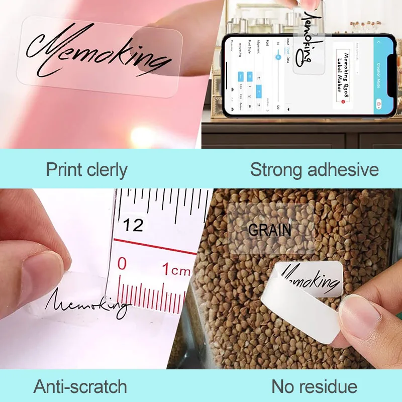 12x40mm Transparent Thermal Label Tape Roll Self-adhesive Waterproof Printable Name Sticker Paper Jar Cable Sort Tag For D30 P15