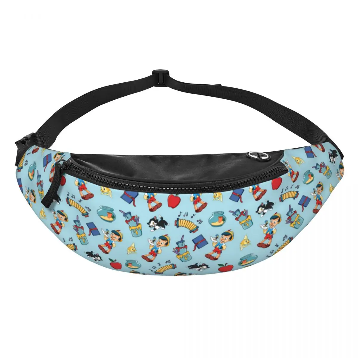 

Custom Cartoon P-Pinocchio Fanny Pack Women Men Crossbody Waist Bag for Camping Biking Phone Money Pouch