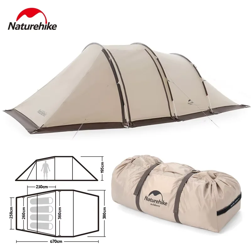 Naturehike Tunnel Tent With Snow Skirt Camping Large Space Portable Hall Outdoor Picnic Hiking Waterproof Travel Awning Shelter 