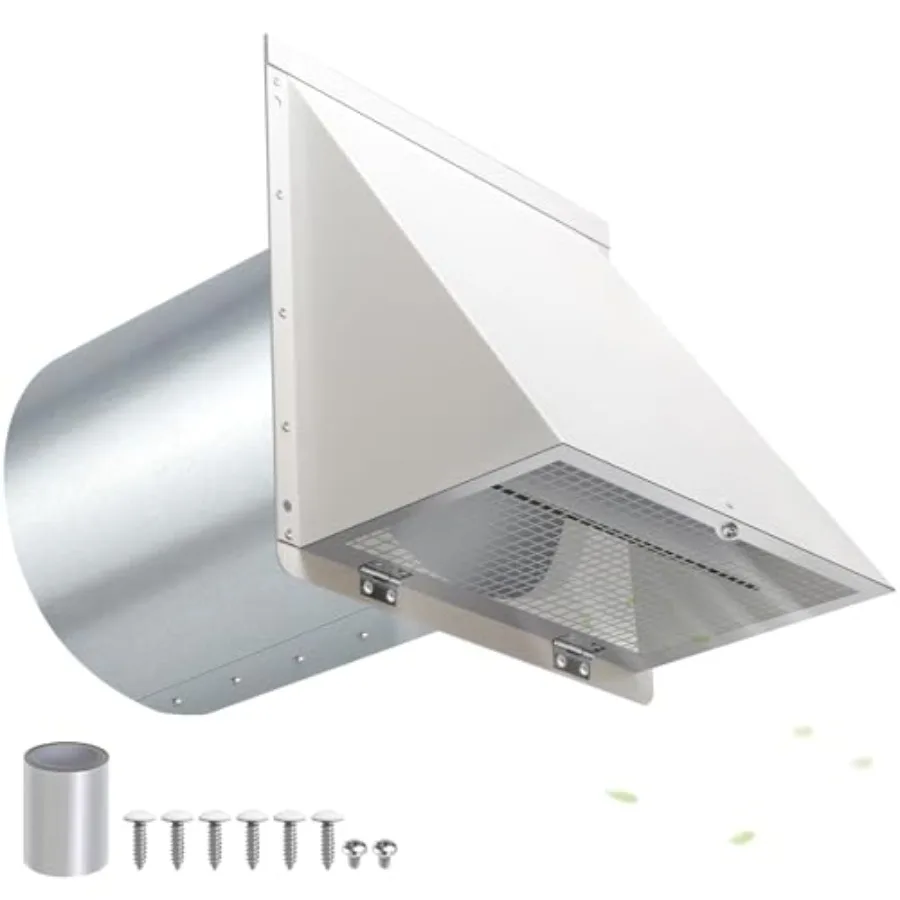 

Hooded Wall Vent with Screen and Damper Exhaust Vent Cover Cap for Outdoor Kitchen Range Hood Dryer Ventilation Outside Wall Mo