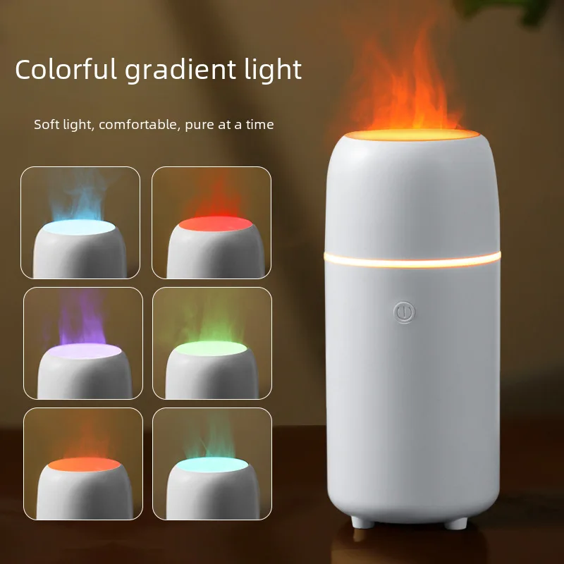 -Border Simulation Car Flame Aroma Diffuser Ultrasonic Aroma Diffuser Ultrasonic Colorful Gradient Car Flame Humidifier