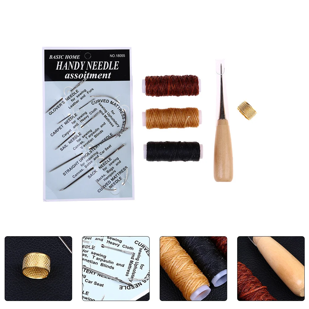 

12Pcs Crafting Starter Kit Needles Waxed Thread for DIY Sewing Tools Repair Sofa Bag Carpet Supplies