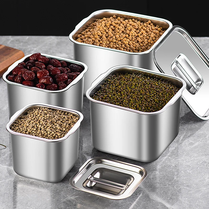 الفولاذ المقاوم للصدأ صندوق حفظ الطازجة مختومة مانعة للتسرب علب الاغذية صندوق فواكه مع غطاء زلابية الحاويات صندوق تخزين مبرد