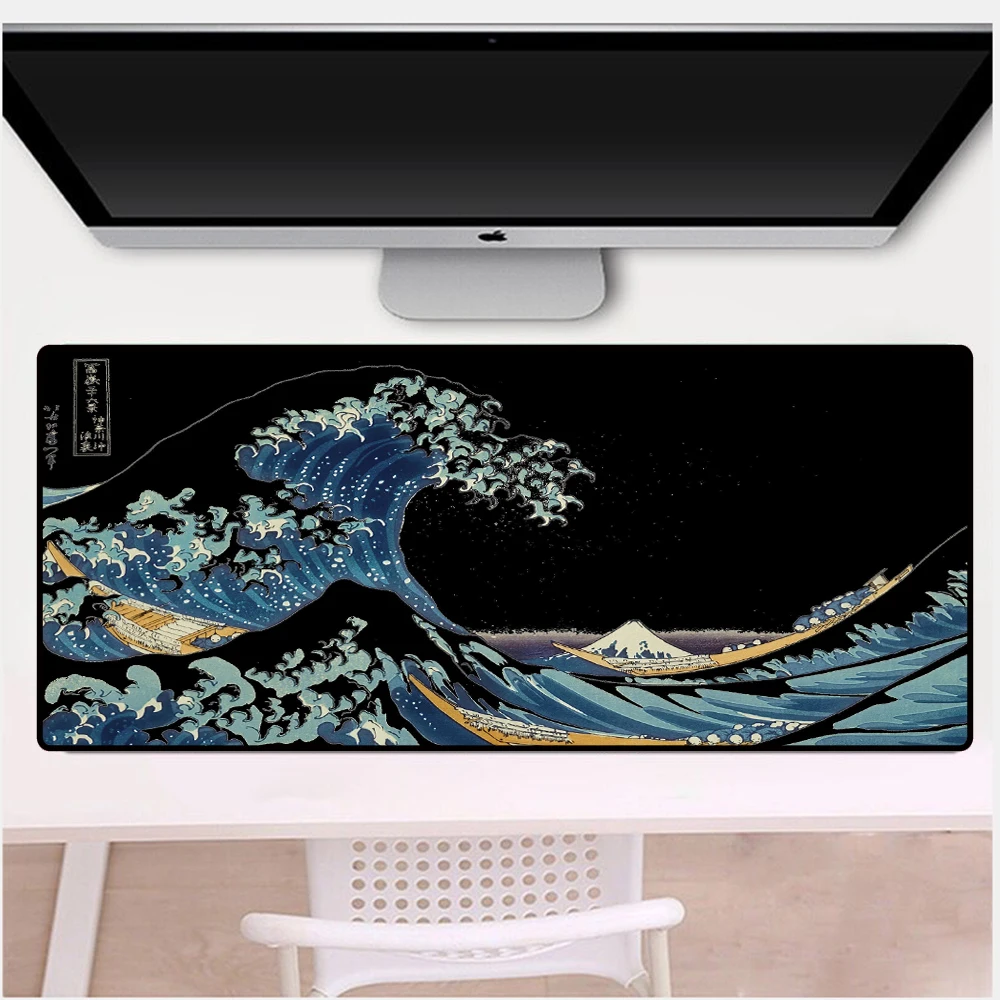 The Great Waves of Kanagawa Mouse Pad Gamer Japanese Style Computer Accessories Game Table Large Rubber Table Mat Mouse Pad