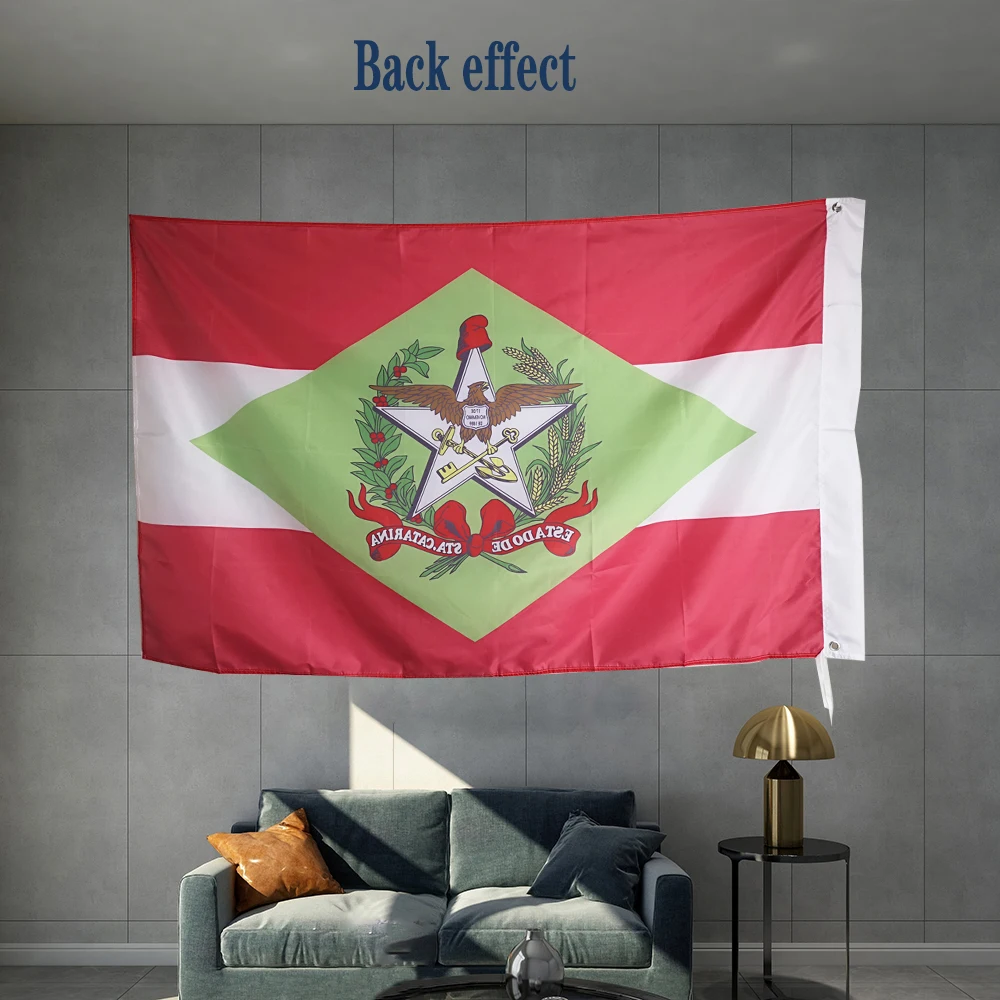 Flag of Santa Catarina Brazil Brazilian State Banner 3X5FT 150X90CM Polyester Banner Brass Metal Holes Home Decor   Party Sport