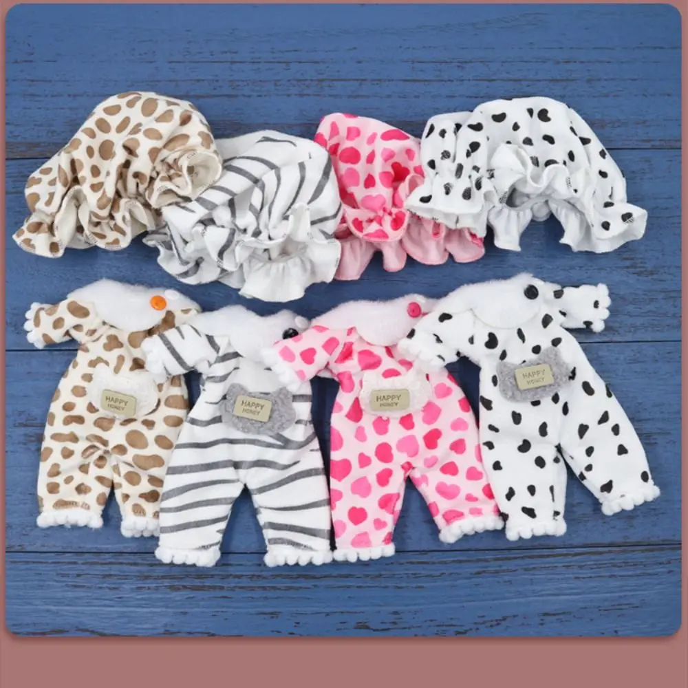 

High Quality 4 Colors Doll Shower Cap Cute Accessories Leopard Striped Sleepwear Set for ob24 Dolls/for az Dolls