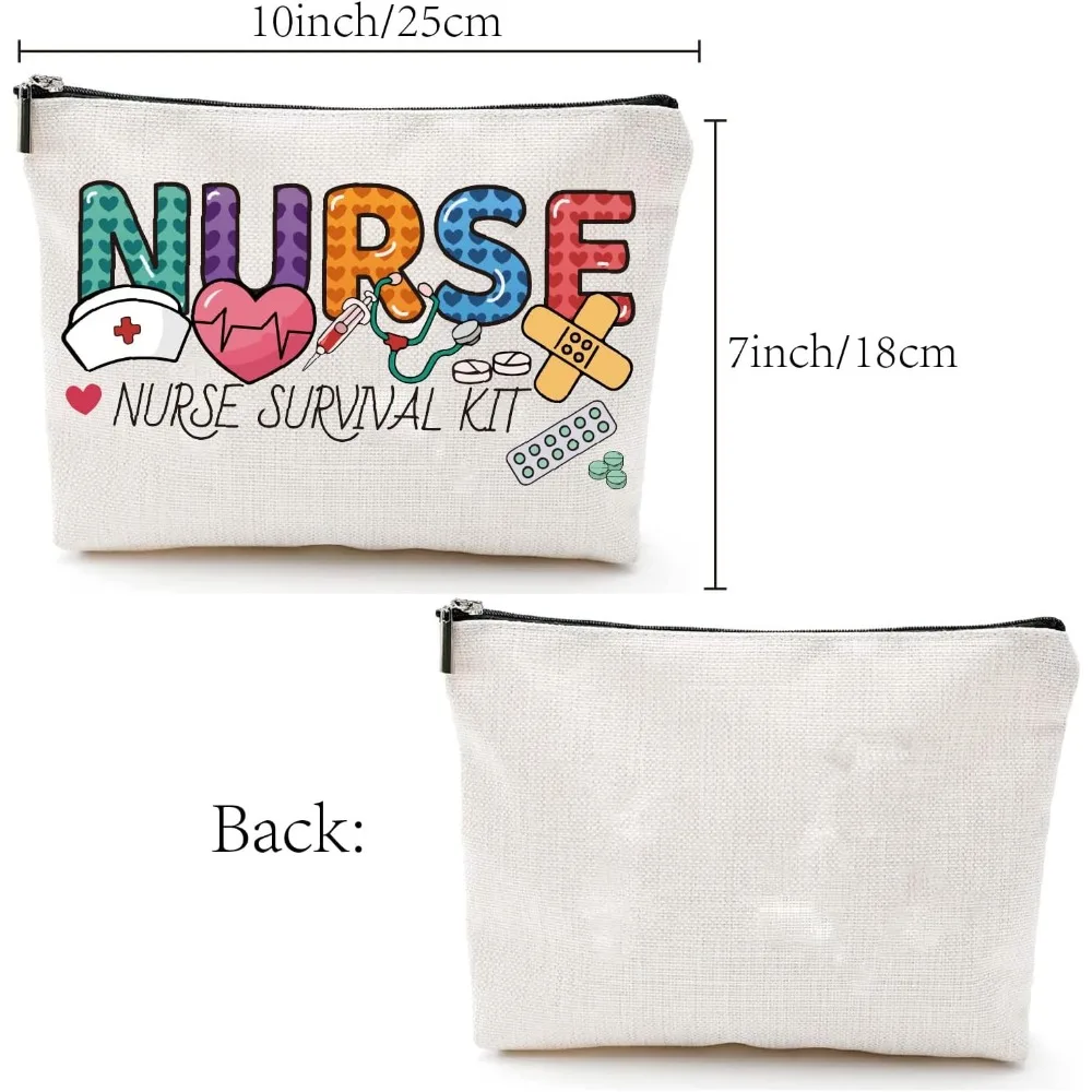 Nurse Makeup Bags Canvas Cosmetic Bag Nurse Survival Kit Multi Purpose Case Zipper Pouches Toiletry Travel Storage Bag Purse